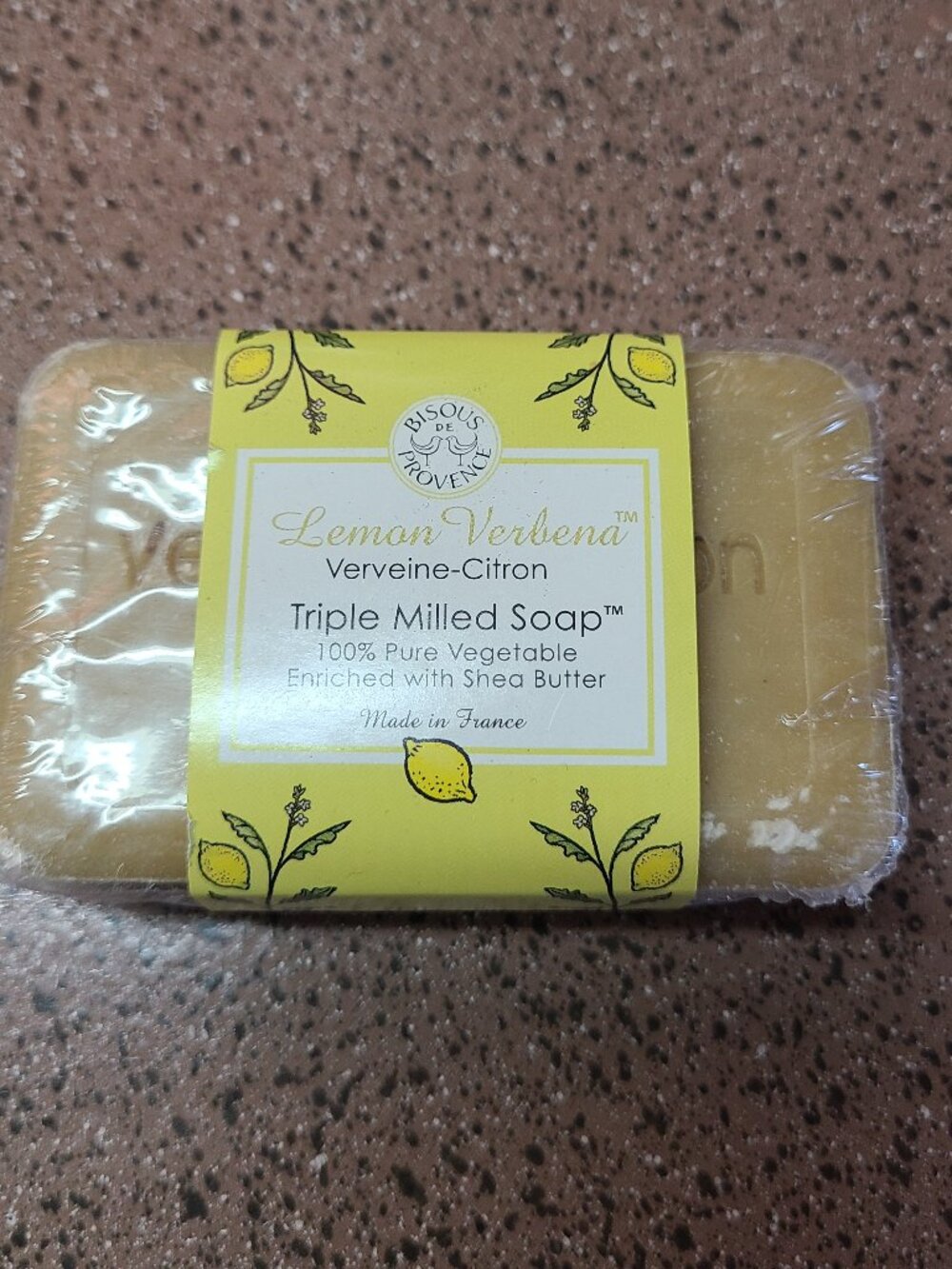 1 NEW Bar Bisous de Provence Lemon Verbena Triple Milled Soap France 7oz.